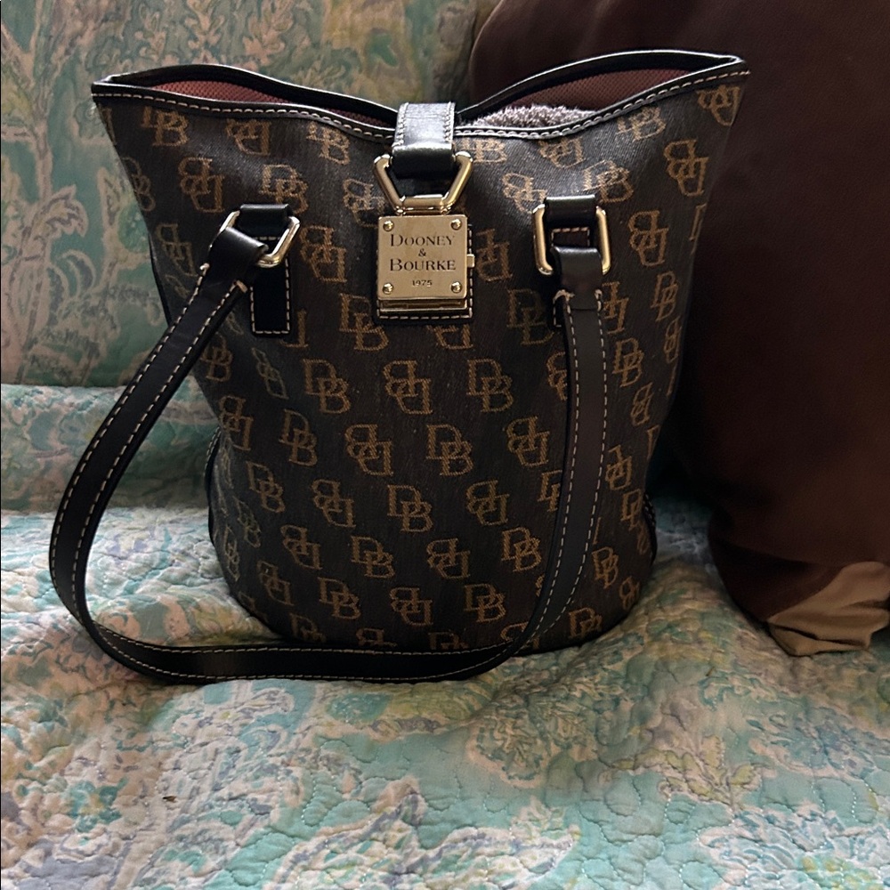 Dooney & Bourke Vintage signature Monogram canvas bucket shoulder bag